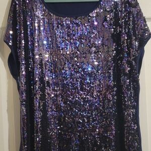 AND Women's Sequin Top - Dark Purple